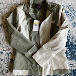 Unique color block Nike Jordan leather jacket